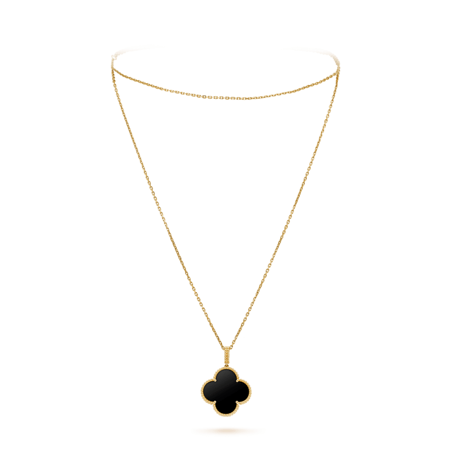 [⭐Aura]CLOVER 25MM GOLD ONYX BIG CLOVER NECKLACE