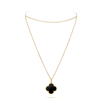 [⭐Aura]CLOVER 25MM GOLD ONYX BIG CLOVER NECKLACE
