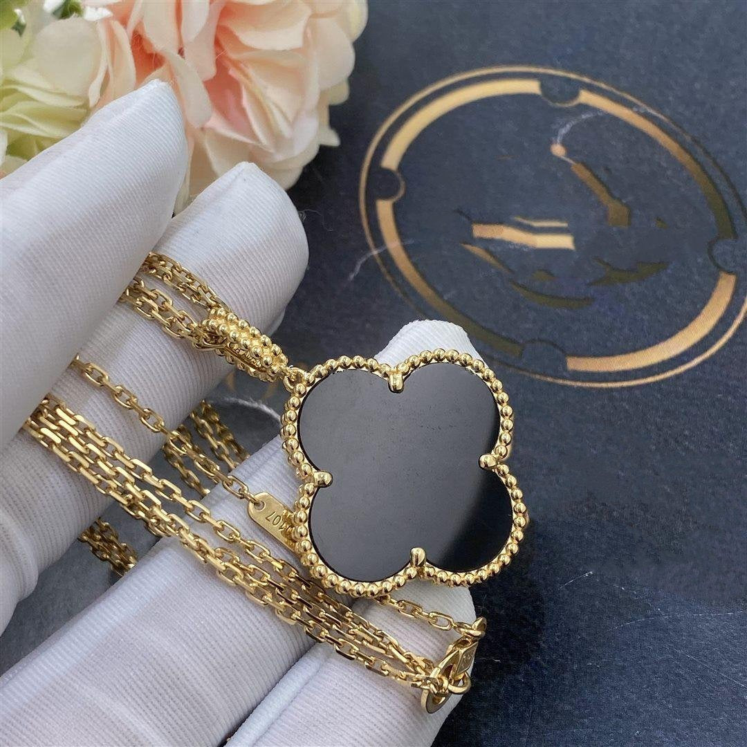 [⭐Aura]CLOVER 25MM GOLD ONYX BIG CLOVER NECKLACE