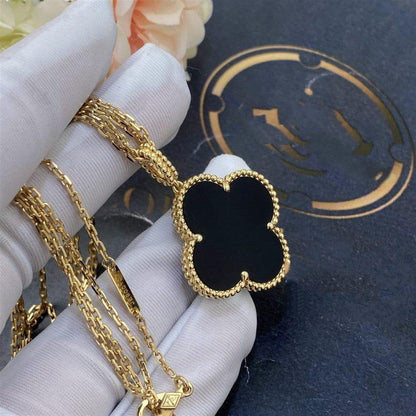 [⭐Aura]CLOVER 25MM GOLD ONYX BIG CLOVER NECKLACE