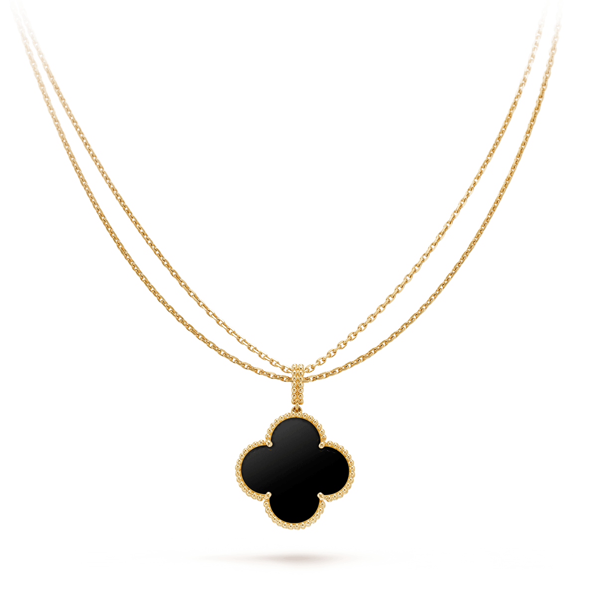 [⭐Aura]CLOVER 25MM GOLD ONYX BIG CLOVER NECKLACE
