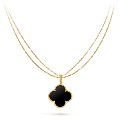 [⭐Aura]CLOVER 25MM GOLD ONYX BIG CLOVER NECKLACE