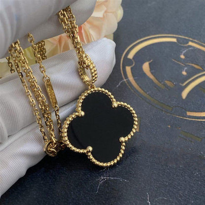 [⭐Aura]CLOVER 25MM GOLD ONYX BIG CLOVER NECKLACE
