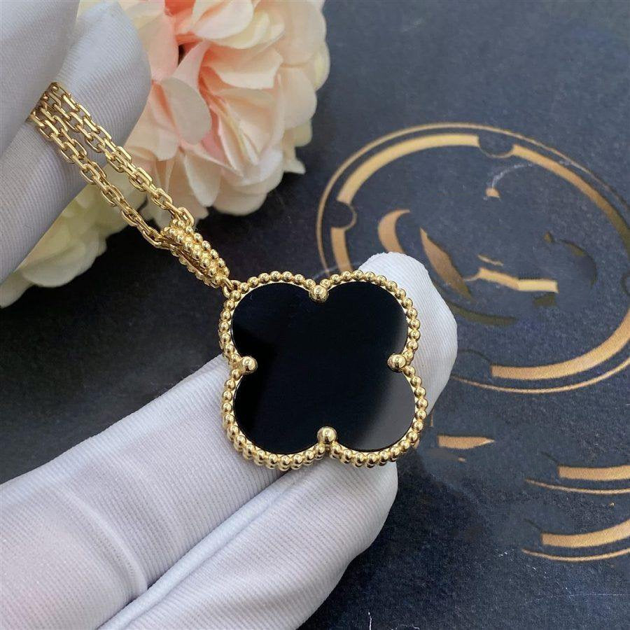 [⭐Aura]CLOVER 25MM GOLD ONYX BIG CLOVER NECKLACE