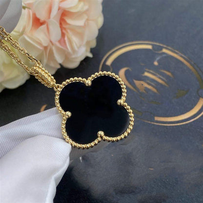 [⭐Aura]CLOVER 25MM GOLD ONYX BIG CLOVER NECKLACE