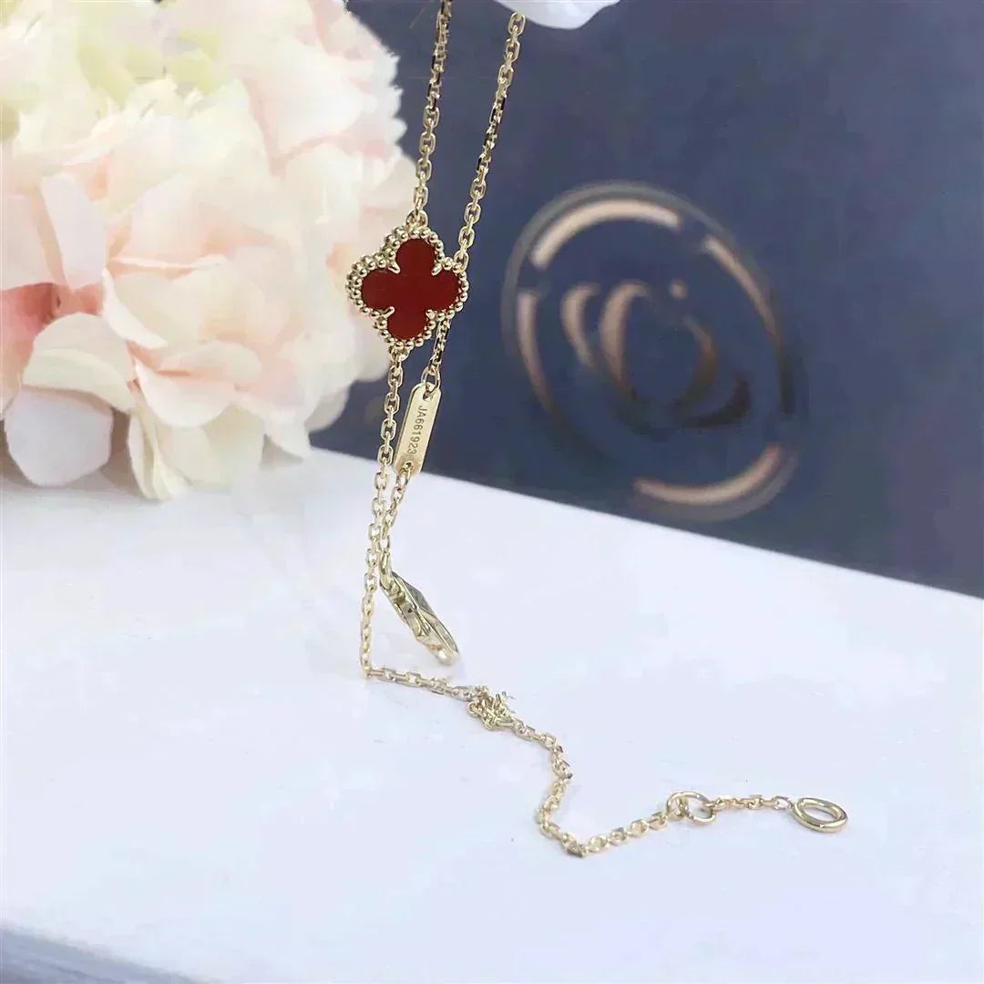 [⭐Aura]CLOVER  CARNELIAN SINGLE FLOWER BRACELET