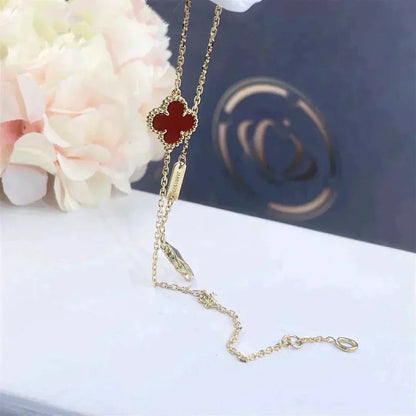 [⭐Aura]CLOVER  CARNELIAN SINGLE FLOWER BRACELET