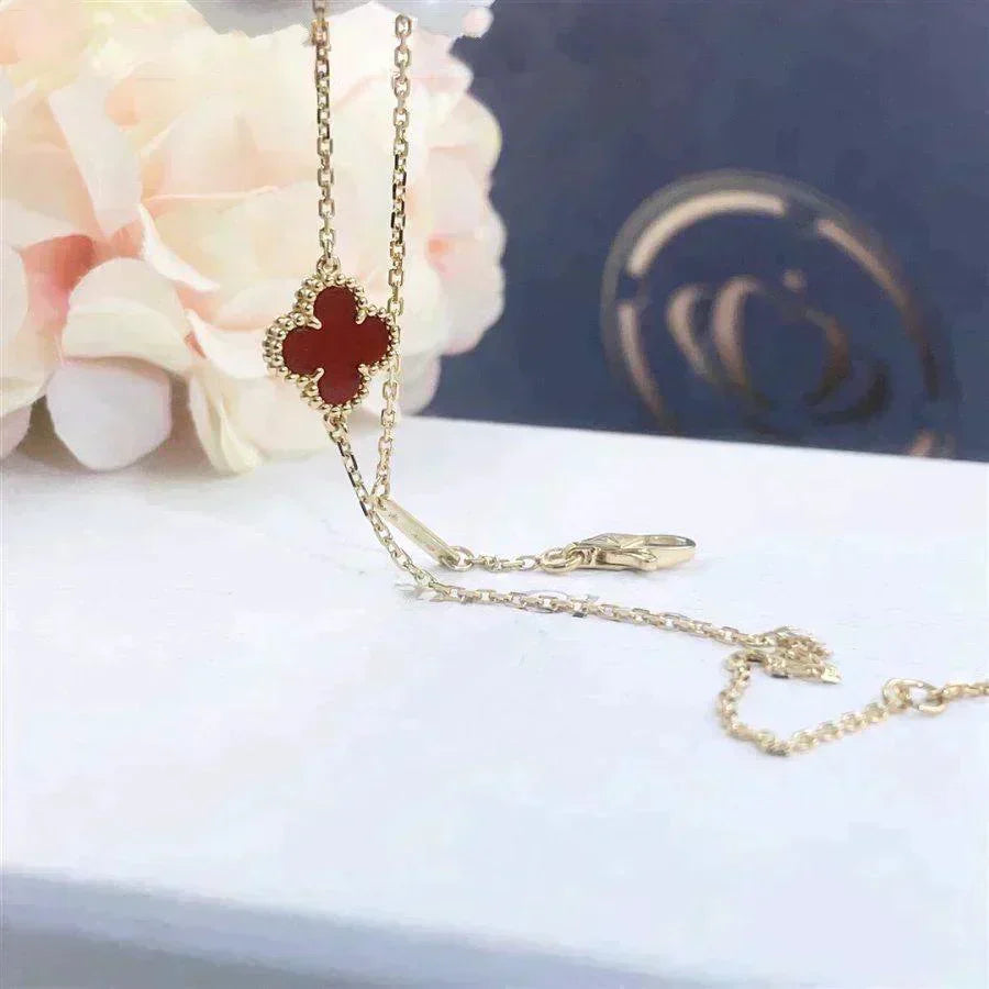 [⭐Aura]CLOVER  CARNELIAN SINGLE FLOWER BRACELET