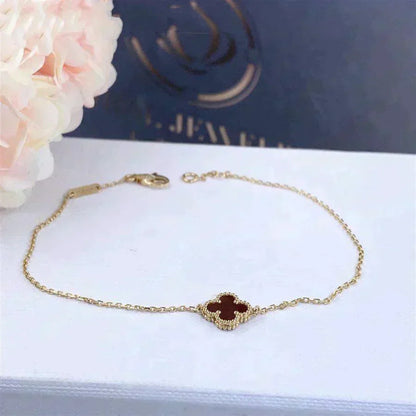 [⭐Aura]CLOVER  CARNELIAN SINGLE FLOWER BRACELET