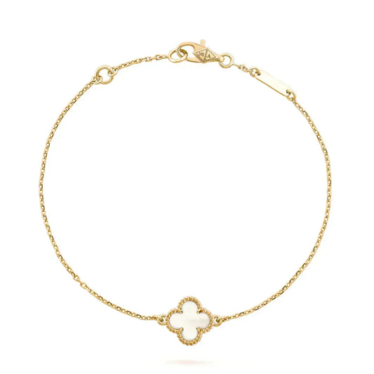 [⭐Aura]CLOVER WHITE MOP SINGLE FLOWER BRACELET