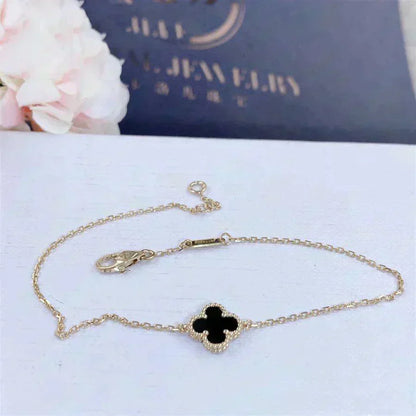 [⭐Aura]CLOVER ONYX SINGLE FLOWER BRACELET