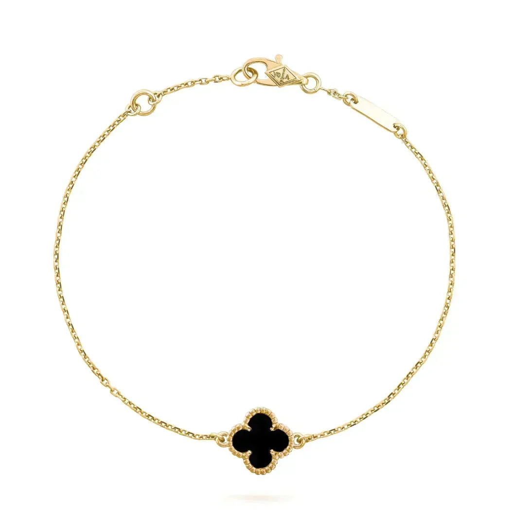 [⭐Aura]CLOVER ONYX SINGLE FLOWER BRACELET