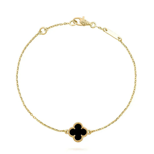 [⭐Aura]CLOVER ONYX SINGLE FLOWER BRACELET