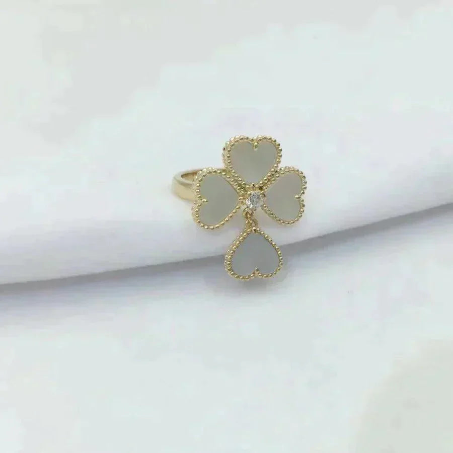 [⭐Aura]SWEET CLOVER WHITE MOP RING