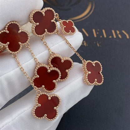 [⭐Aura]CLOVER EARRINGS CARNELIAN 4 MOTIFS PINK GOLD
