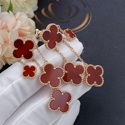 [⭐Aura]CLOVER EARRINGS CARNELIAN 4 MOTIFS PINK GOLD