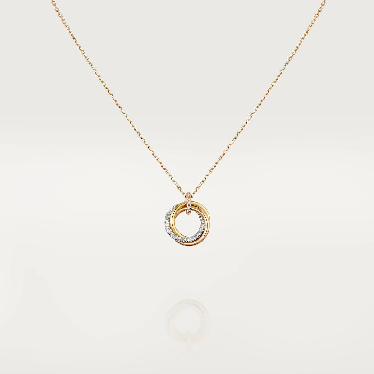 [⭐Aura]TRINITY NECKLACE SILVER GOLD PINK GOLD DIAMONDS