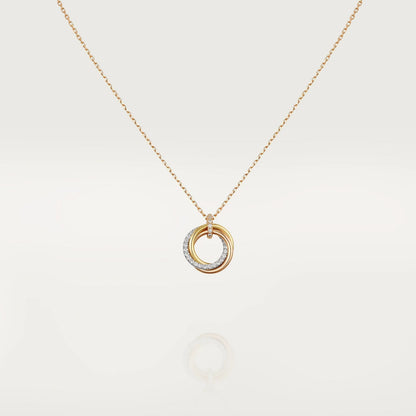 [⭐Aura]TRINITY NECKLACE SILVER GOLD PINK GOLD DIAMONDS