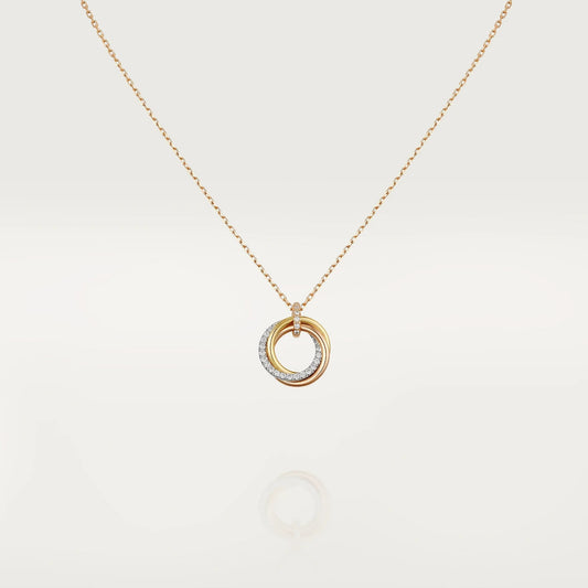[⭐Aura]TRINITY NECKLACE SILVER GOLD PINK GOLD DIAMONDS