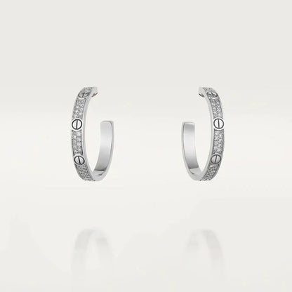 [⭐Aura]LOVE DIAMOND SILVER HOOP EARRINGS