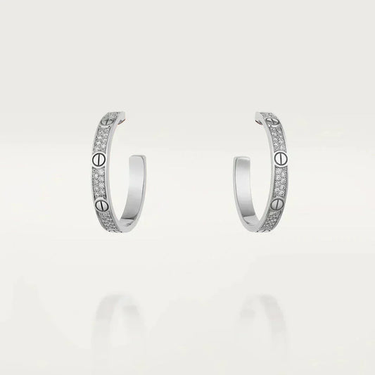 [⭐Aura]LOVE DIAMOND SILVER HOOP EARRINGS