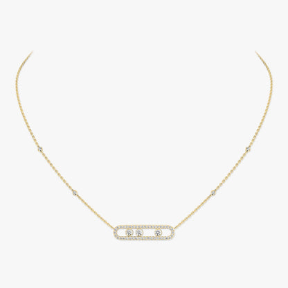 [⭐Aura] Move Pave_ Rose Gold Diamond Necklace