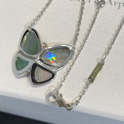 [⭐Aura]LARGE BUTTERFLY SILVER PENDANT DIAMOND NECKLACE
