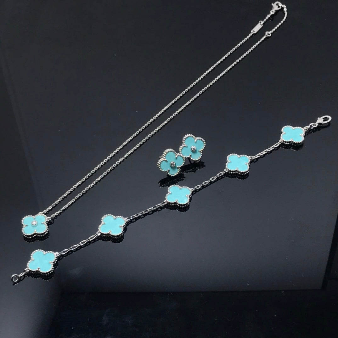 [⭐Aura]CLOVER 1 DIAMOND BLUE SKY SILVER EARRINGS