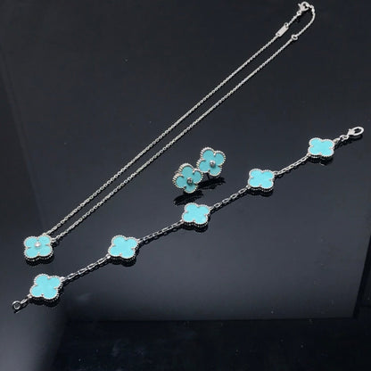 [⭐Aura]CLOVER 1 DIAMOND BLUE SKY SILVER EARRINGS