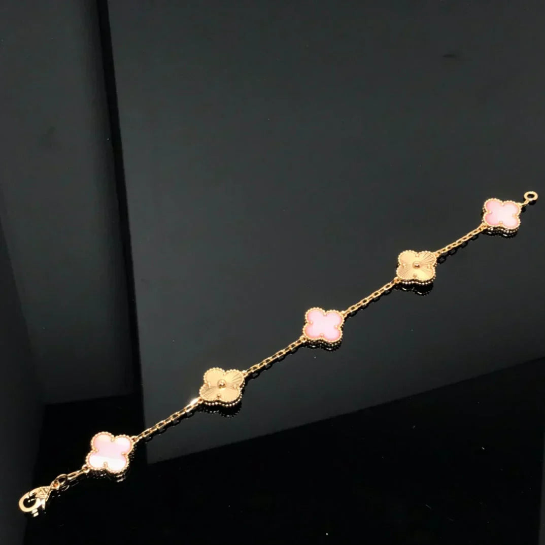 [⭐Aura] CLOVER 5 MOTIFS  PINK MOP BRACELET COLLECTION