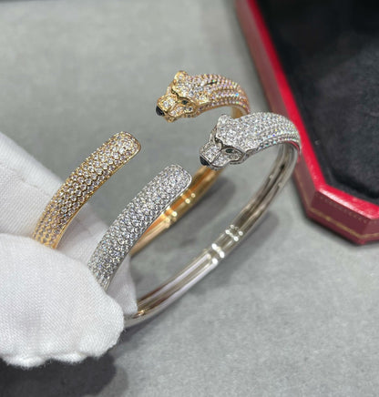 [⭐Aura]PANTHERE FULL DIAMOND OPEN BRACELET