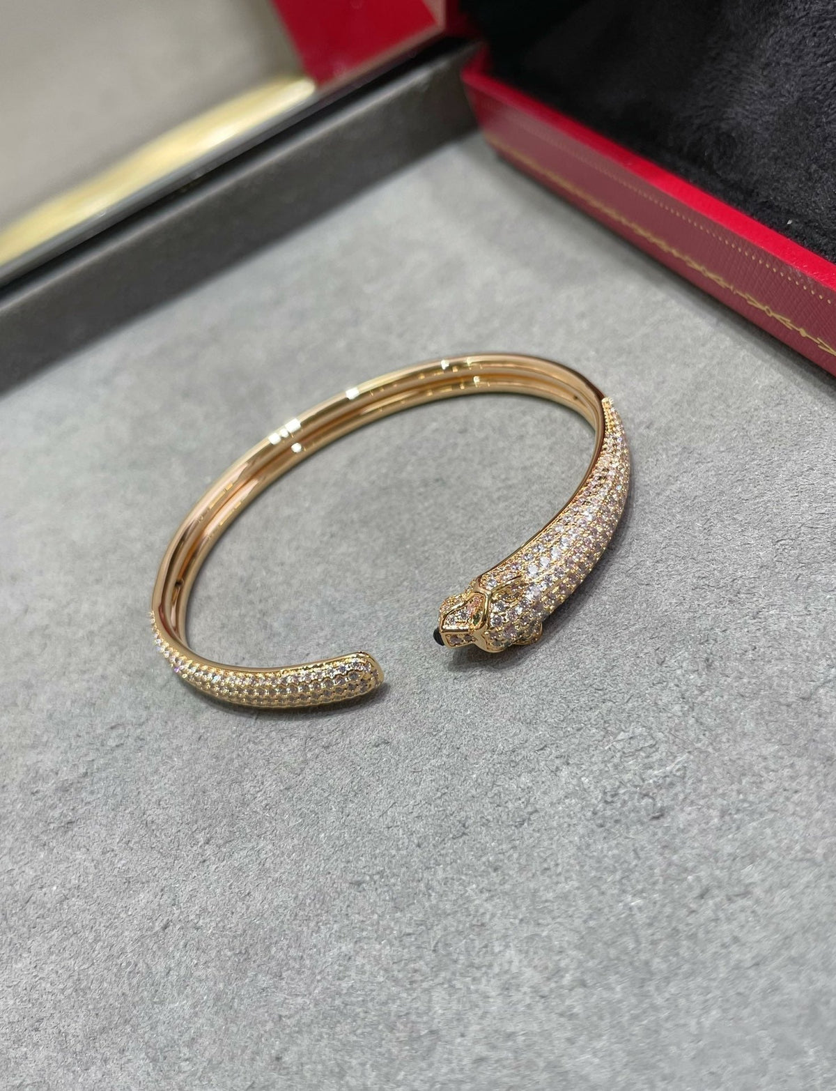 [⭐Aura]PANTHERE FULL DIAMOND OPEN BRACELET
