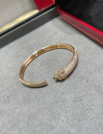[⭐Aura]PANTHERE FULL DIAMOND OPEN BRACELET