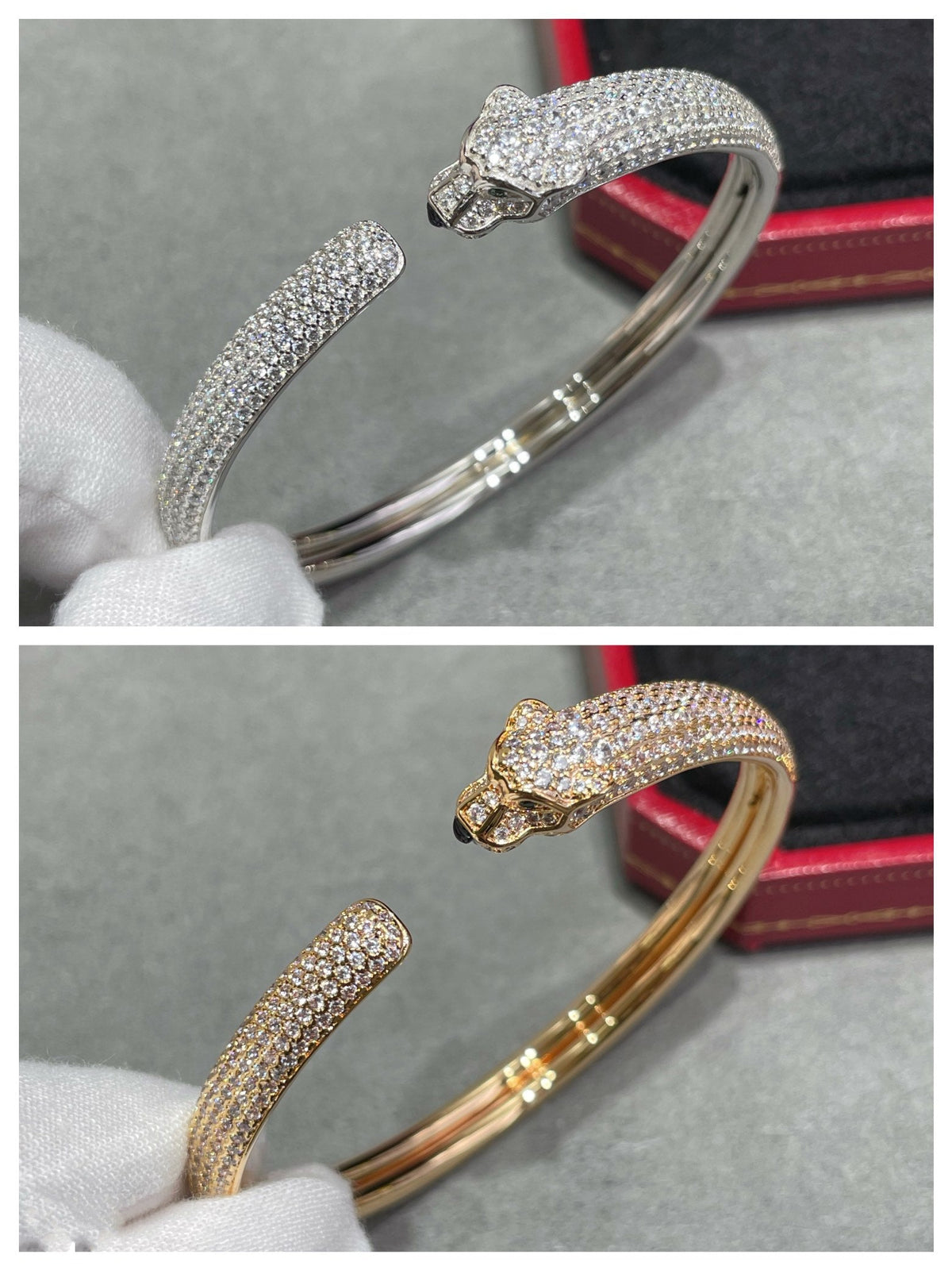 [⭐Aura]PANTHERE FULL DIAMOND OPEN BRACELET