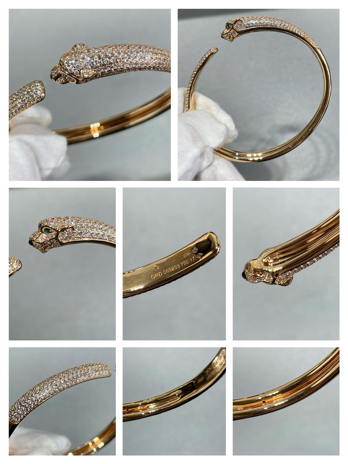 [⭐Aura]PANTHERE FULL DIAMOND OPEN BRACELET