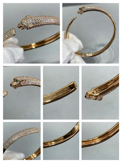 [⭐Aura]PANTHERE FULL DIAMOND OPEN BRACELET
