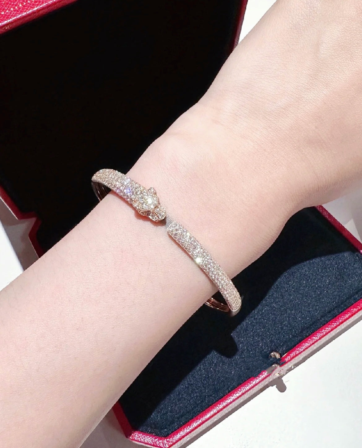 [⭐Aura]PANTHERE FULL DIAMOND OPEN BRACELET