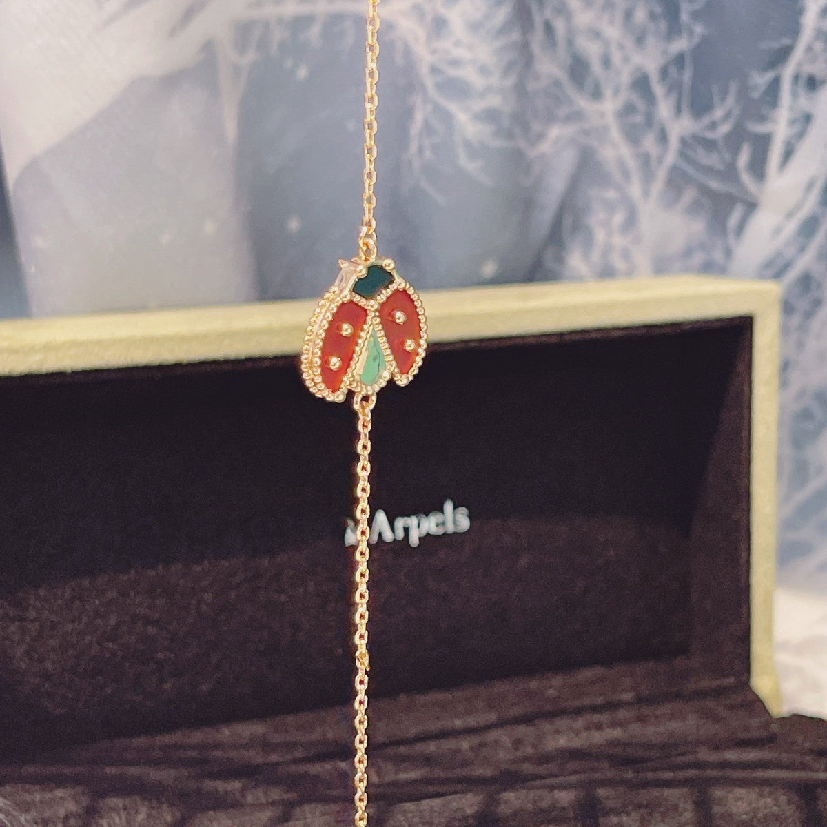 [⭐Aura]LUCKY SPRING 1 MOTIF PINK GOLD BRACELET