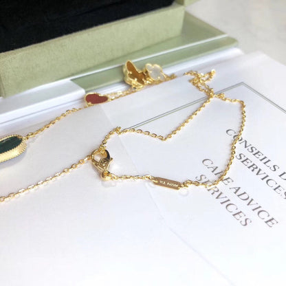 [⭐Aura]LUCKY SPRING 4 MOTIFS ROSE GOLD NECKLACE