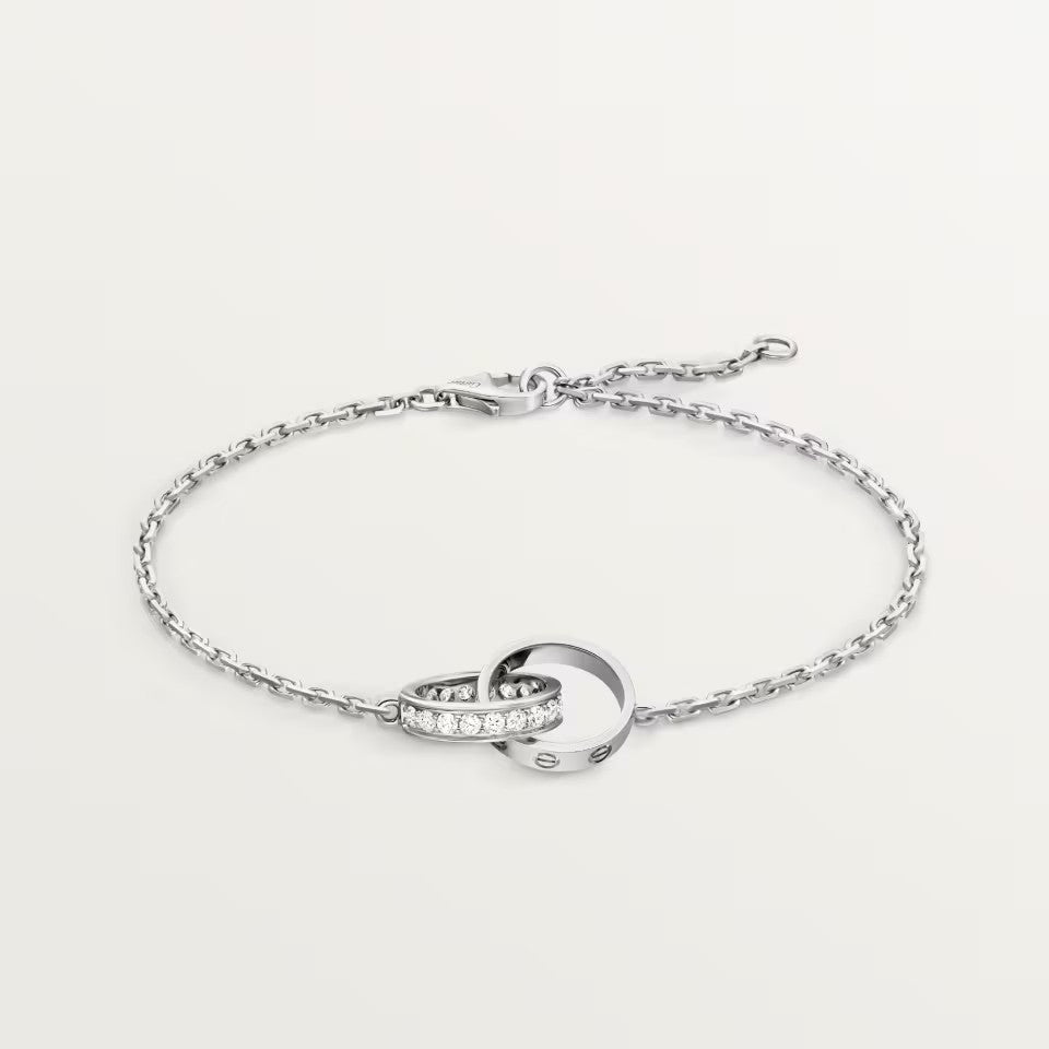 [⭐Aura]LOVE DOUBLE RING HALF DIAMOND BRACELET