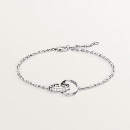 [⭐Aura]LOVE DOUBLE RING HALF DIAMOND BRACELET