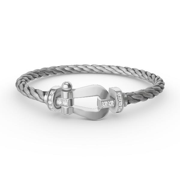 [⭐Aura]FORCE LARGE HORSESHOE HALF DIAMOND BRACELET SILVER