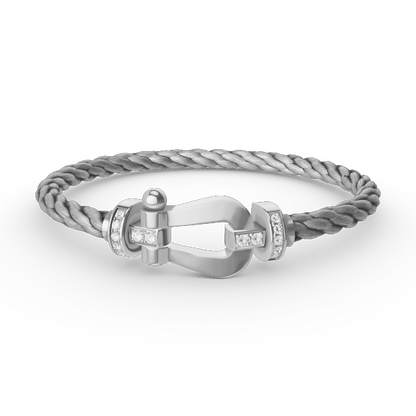 [⭐Aura]FORCE LARGE HORSESHOE HALF DIAMOND BRACELET SILVER