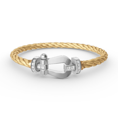 [⭐Aura]FORCE LARGE HORSESHOE HALF DIAMOND BRACELET SILVER