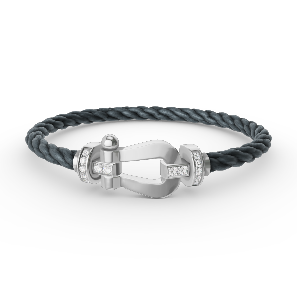 [⭐Aura]FORCE LARGE HORSESHOE HALF DIAMOND BRACELET SILVER