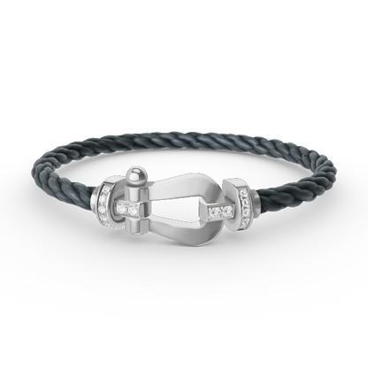 [⭐Aura]FORCE LARGE HORSESHOE HALF DIAMOND BRACELET SILVER