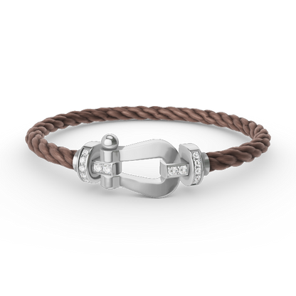 [⭐Aura]FORCE LARGE HORSESHOE HALF DIAMOND BRACELET SILVER