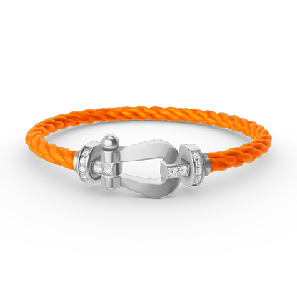 [⭐Aura]FORCE LARGE HORSESHOE HALF DIAMOND BRACELET SILVER
