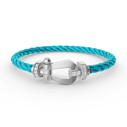 [⭐Aura]FORCE LARGE HORSESHOE HALF DIAMOND BRACELET SILVER