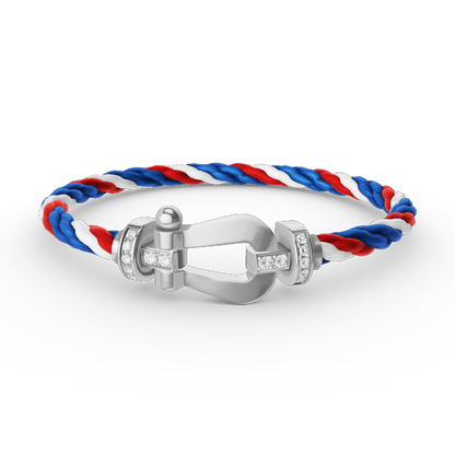 [⭐Aura]FORCE LARGE HORSESHOE HALF DIAMOND BRACELET SILVER